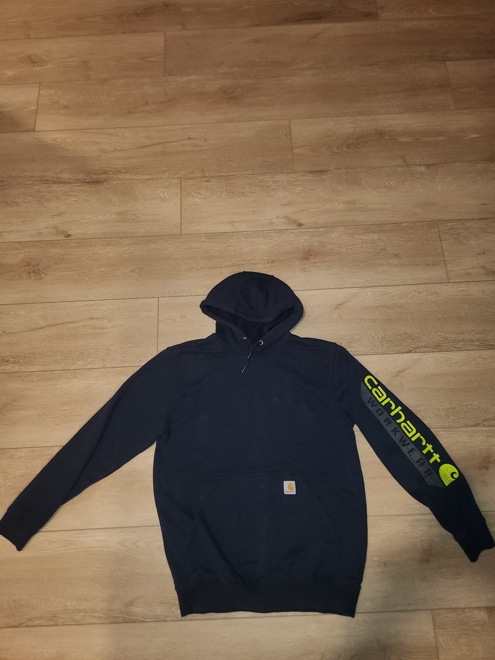 Carhartt Workwear Navy Blue Drawstring Hoodie With Kangaroo Pouch Pocket Men's M